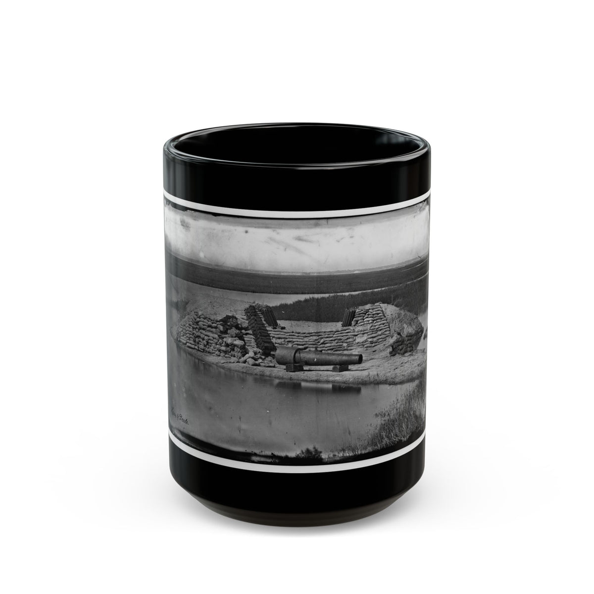 Morris Island, South Carolina. Battery Hays. One 8-Inch Parrot Rifle Dismounted. Breaching Battery Against Fort Sumter (U.S. Civil War) Black Coffee Mug