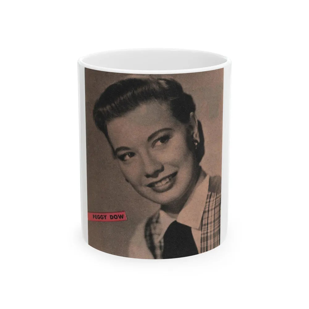 Peggy Dow #64 - Early 50's B&W Glamour Fashion Portrait Photo Magazine Clipping (Vintage Female Icon) White Coffee Mug-11oz-Go Mug Yourself