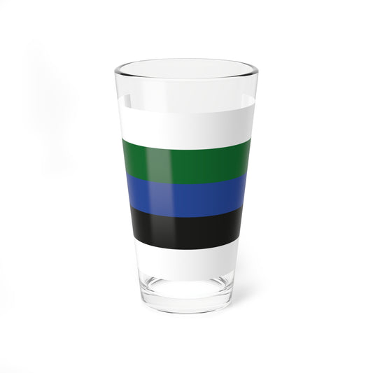 A minimalist graphic of four horizontal stripes in white, green, blue and black, running top to bottom.