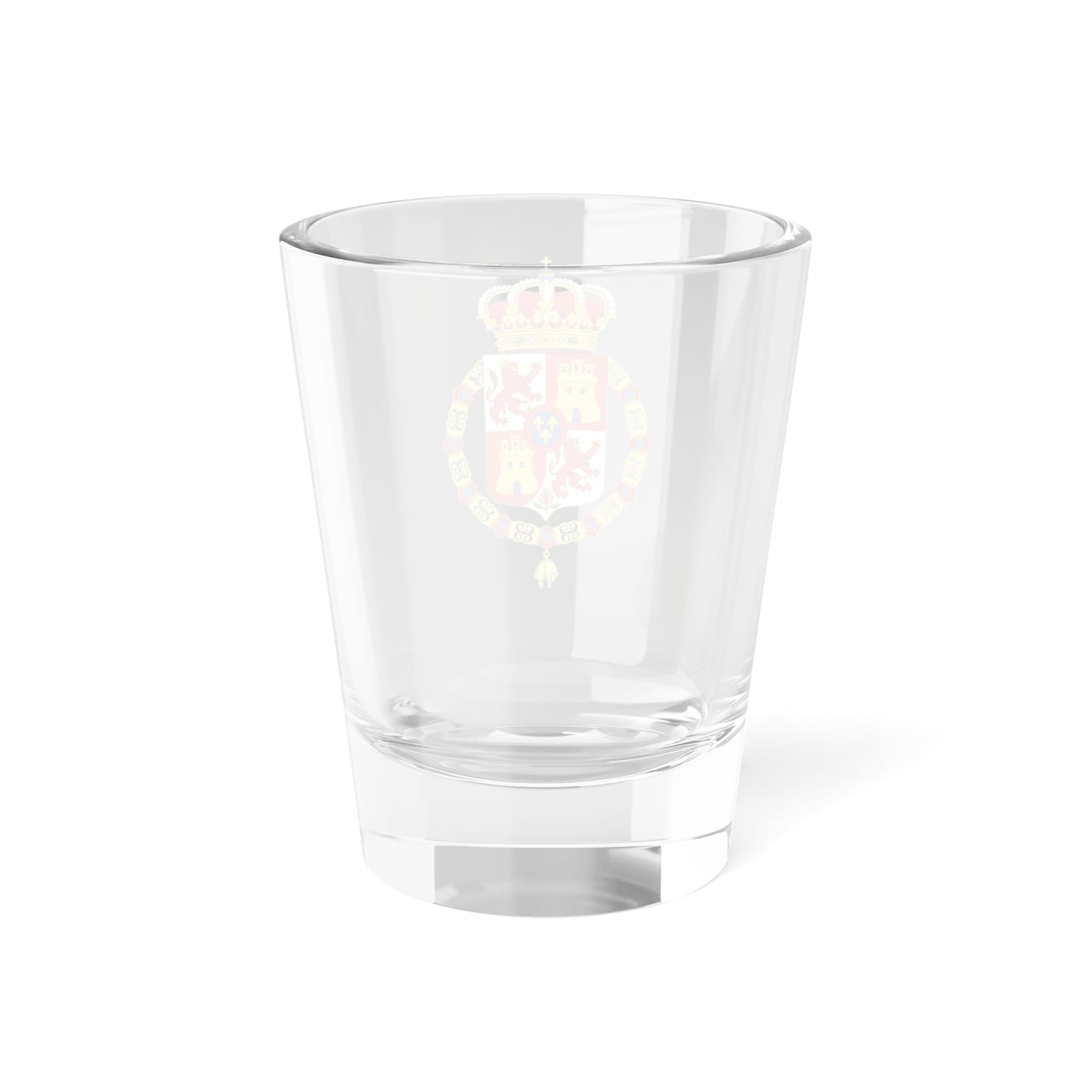 Lesser Royal Coat of Arms of Spain 1700-1868 and 1834-1930 Golden Fleece Variant (Spain) (Coat of Arms) Shot Glass 1.5oz