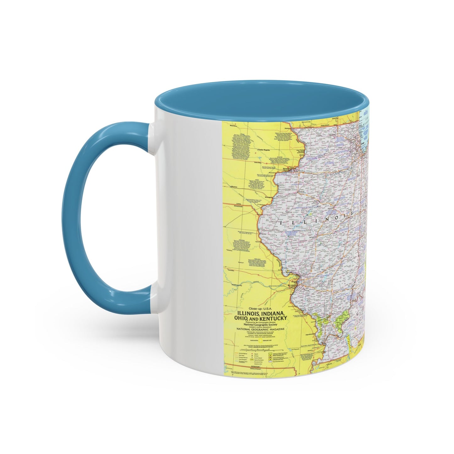 USA - Illinois, Indiana, Ohio, Kentucky 1 (1977) (Map) Accent Coffee Mug