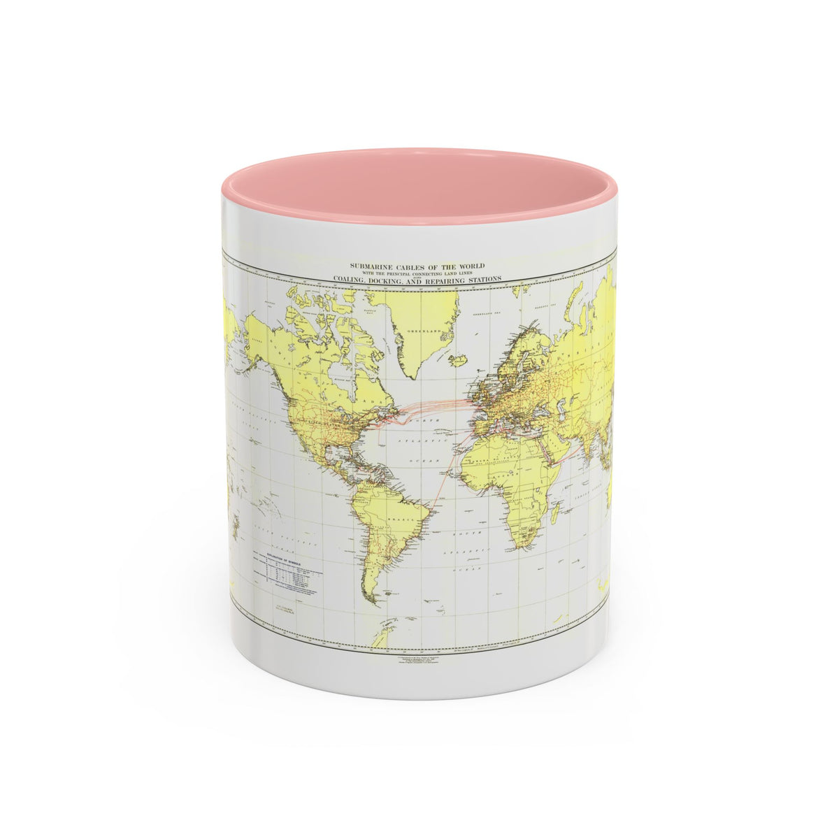 Submarine Cables of the World (1896) (Map) Accent Coffee Mug