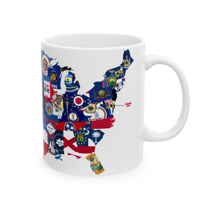 Flag-map of the US states and Washington D.C (United States) White Coffee Mug