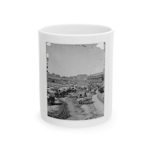 Atlanta, Georgia. Federal Army Wagons Railroad Depot (U.S. Civil War) White Coffee Mug