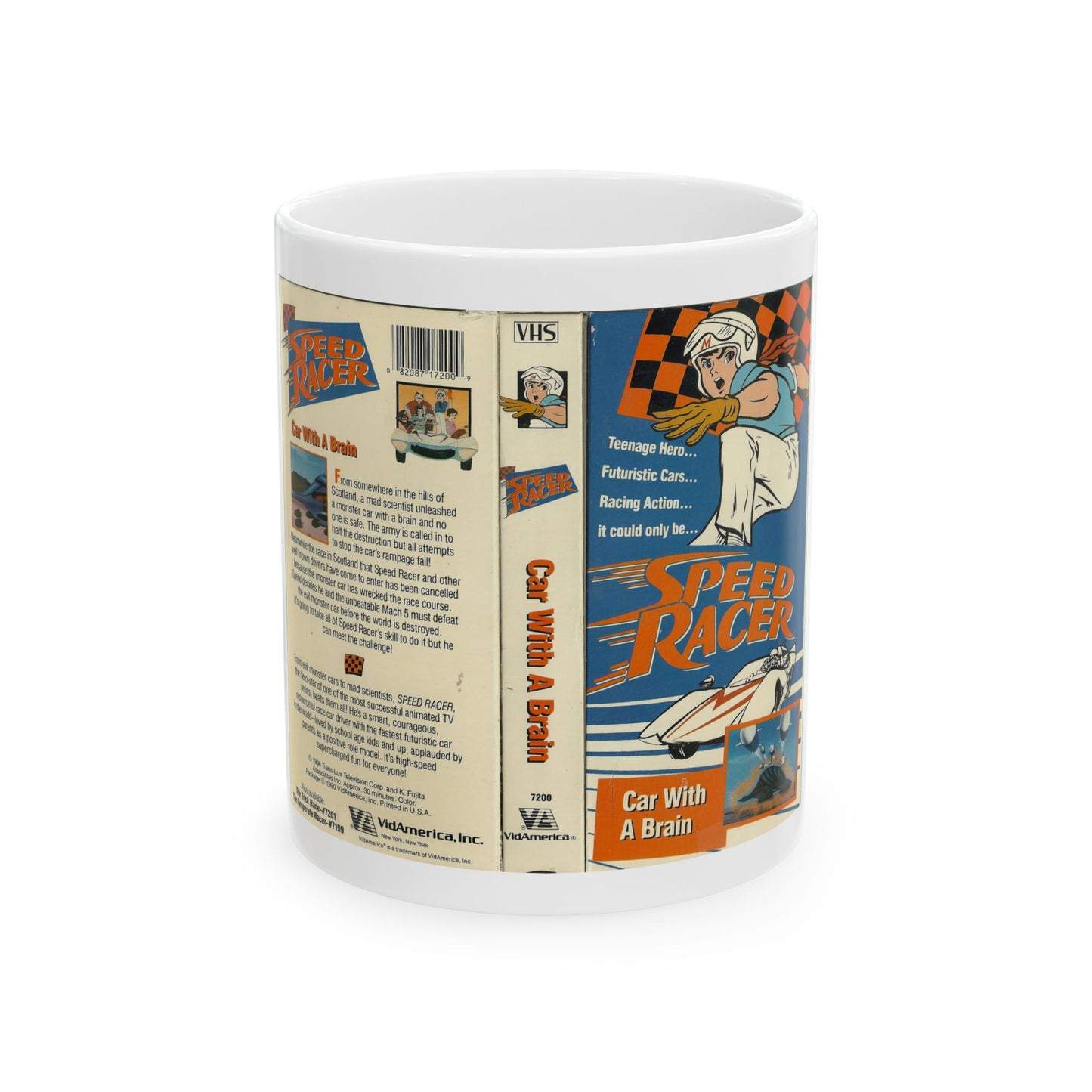 SPEED RACER CAR WITH A BRAIN (VHS COVER) - White Coffee Mug