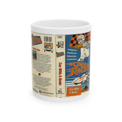 SPEED RACER CAR WITH A BRAIN (VHS COVER) - White Coffee Mug