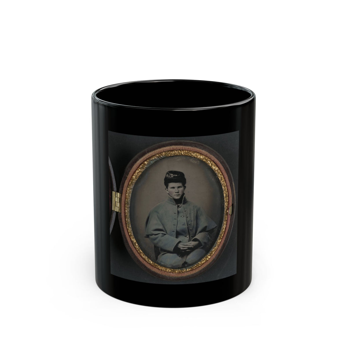 Unidentified Soldier In Union Great Coat (U.S. Civil War) Black Coffee Mug