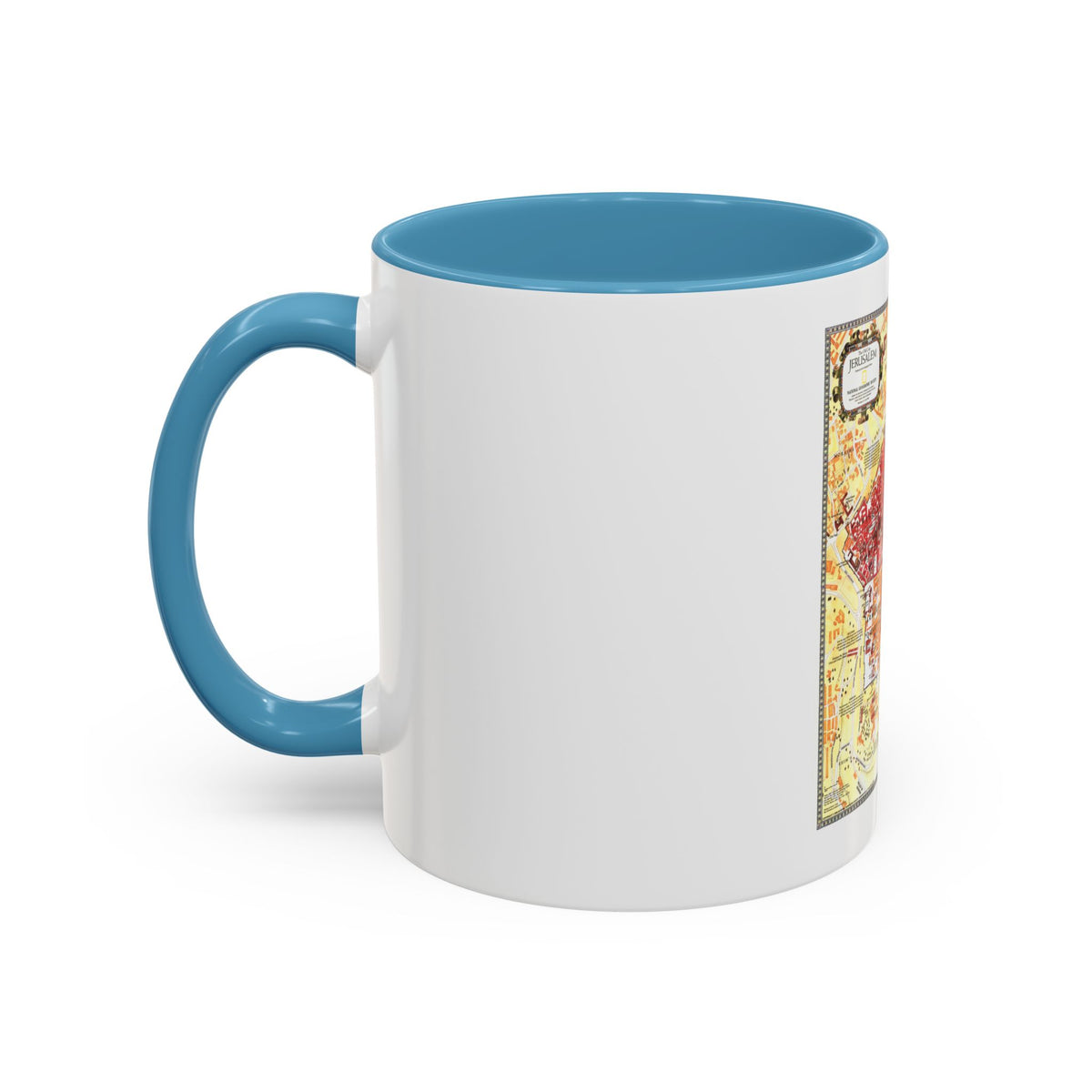 Jerusalem- The Old City (1996) (Map) Accent Coffee Mug