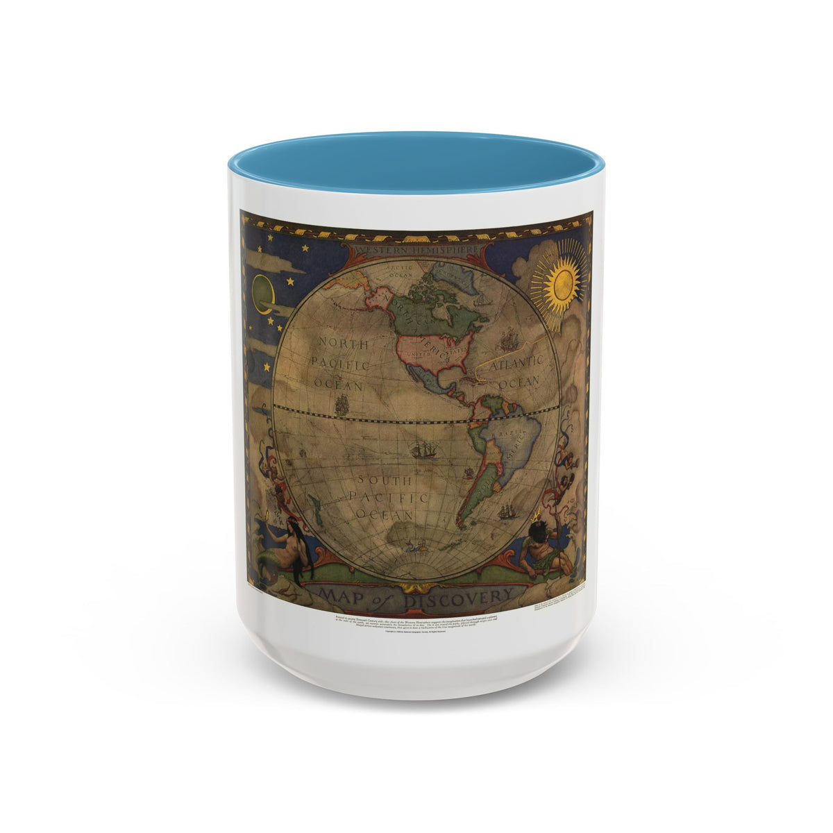 Map of Discovery- Western Hemisphere (1928) (Map) Accent Coffee Mug