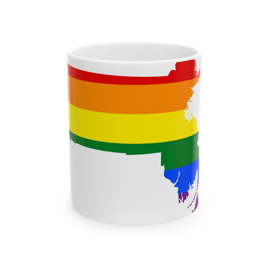 LGBT flag map of Massachusetts (United States) White Coffee Mug