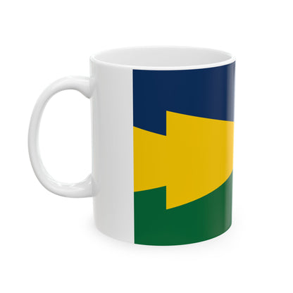 Keystone Flag vertical comparison with Pennsylvania Escutcheon (United States) White Coffee Mug