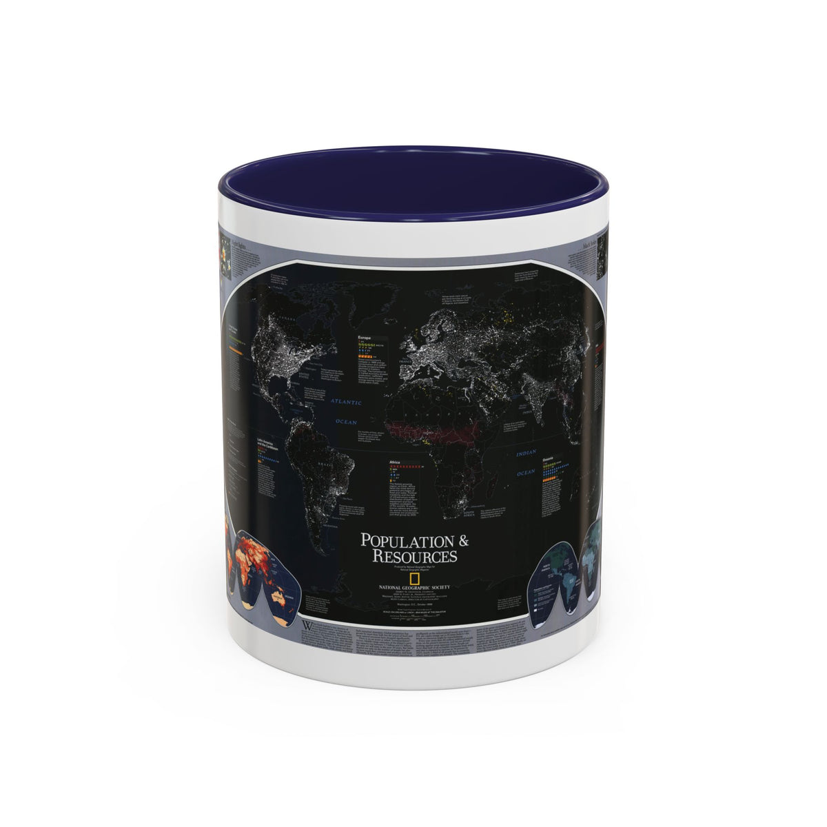 World Map - Population and Resources (1998) (Map) Accent Coffee Mug