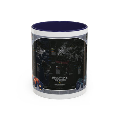 World Map - Population and Resources (1998) (Map) Accent Coffee Mug