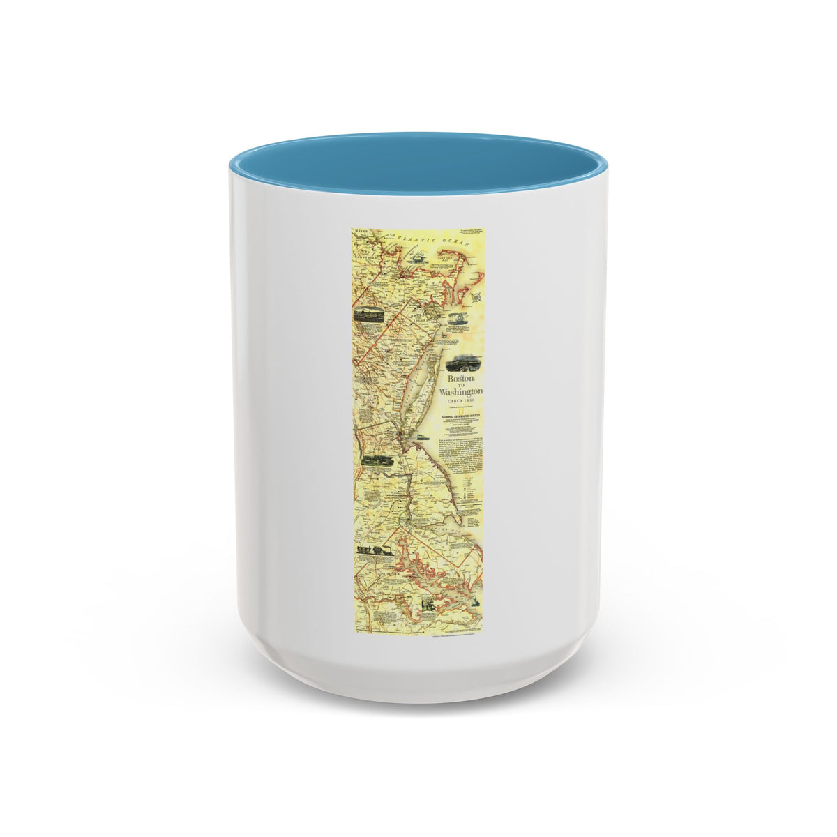 USA - Boston to Washington (1830) (Map) Accent Coffee Mug