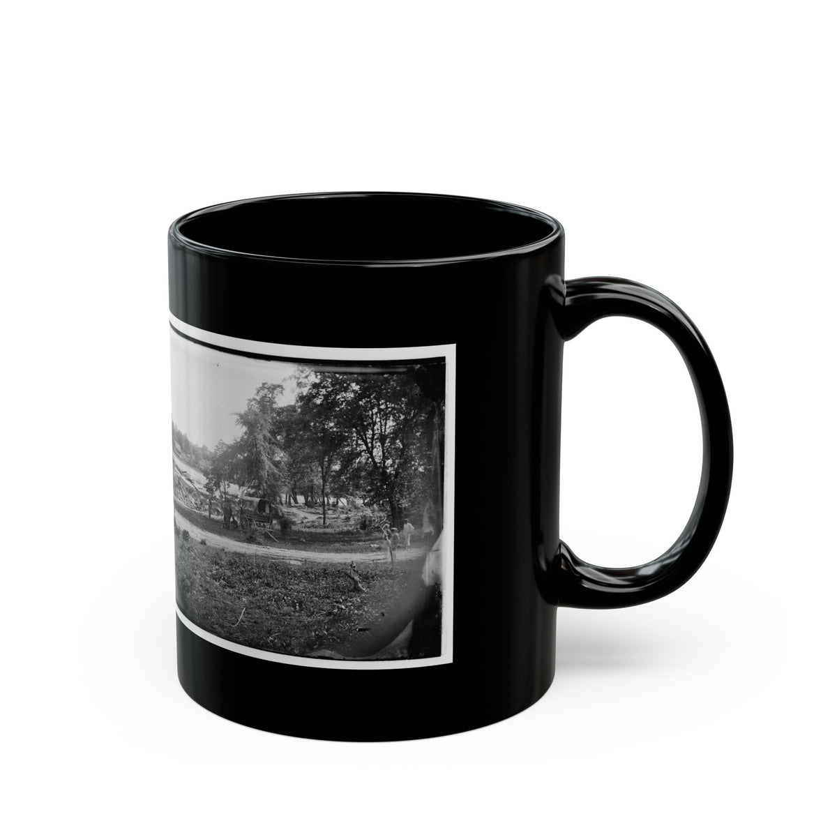 Petersburg, Virginia (Vicinity). View Of James River And Photographic Wagon Of Engineer Corps (U.S. Civil War) Black Coffee Mug