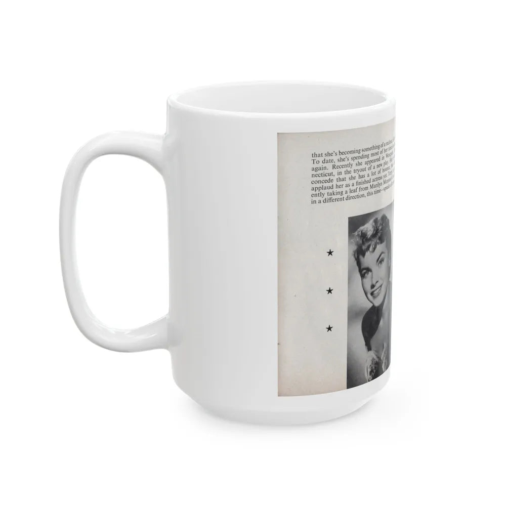 Terry Moore #464 - 66 PHOTOGRAPHS OF Terry MOORE U.K. Pocket Mag. Pages 58 & 59 (Vintage Female Icon) White Coffee Mug-Go Mug Yourself