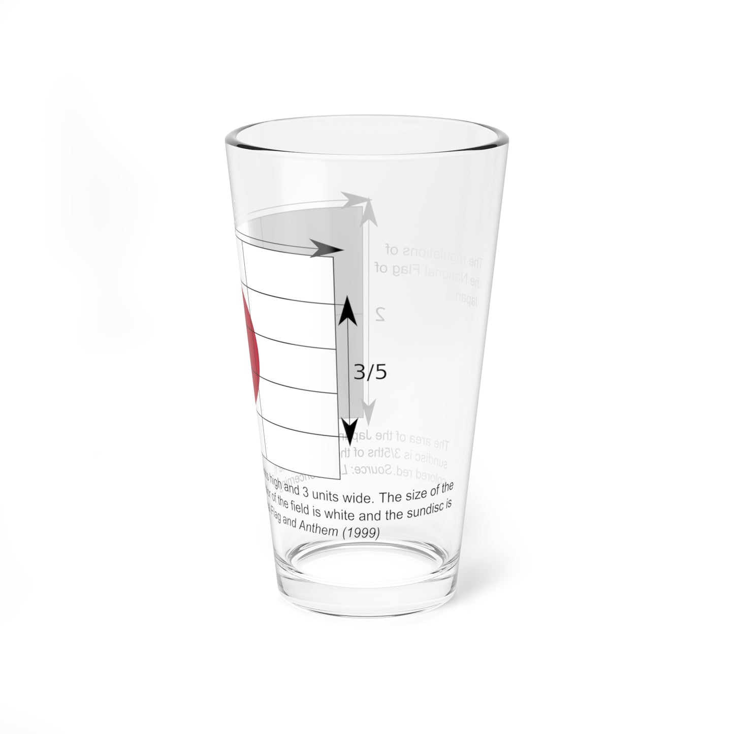 Construction sheet of the Japanese flag EN (Japan) Pint Glass 16oz