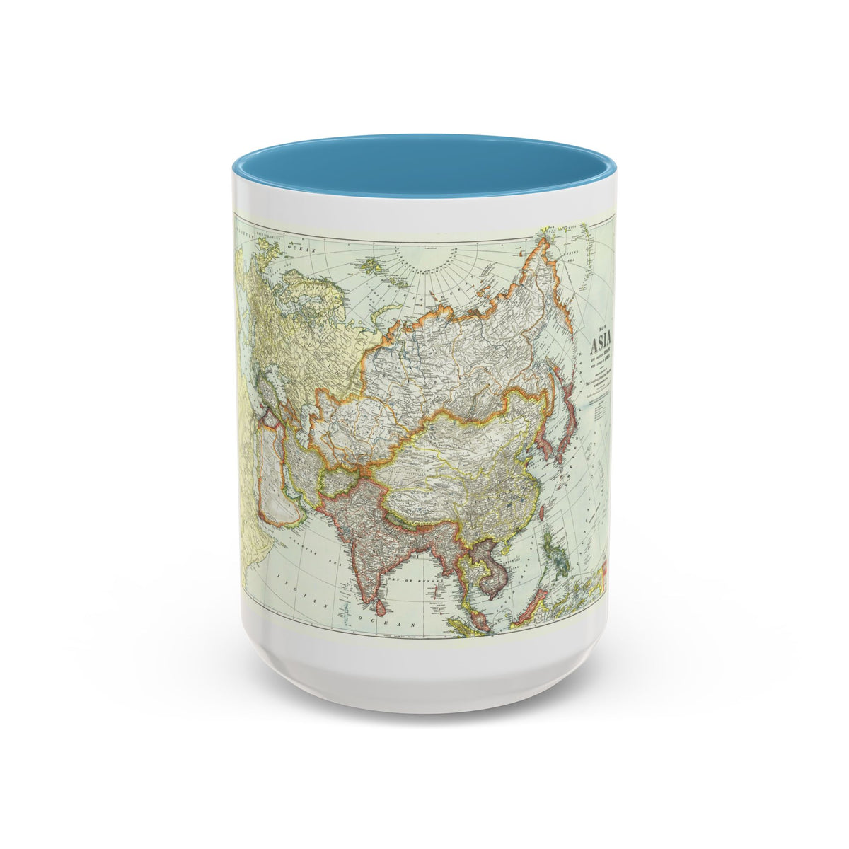 Asia and Adjoining Europe (1921) (Map) Accent Coffee Mug