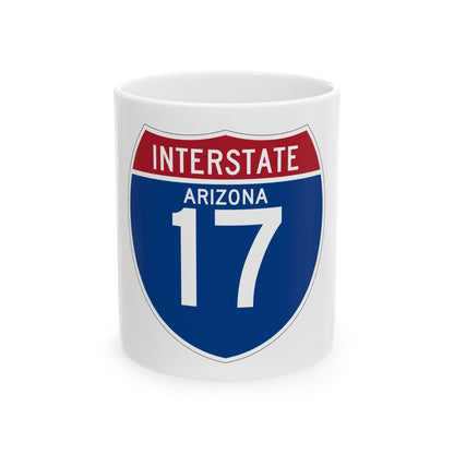 Blue and red Interstate highway shield reading INTERSTATE and ARIZONA above the large white route number 17.