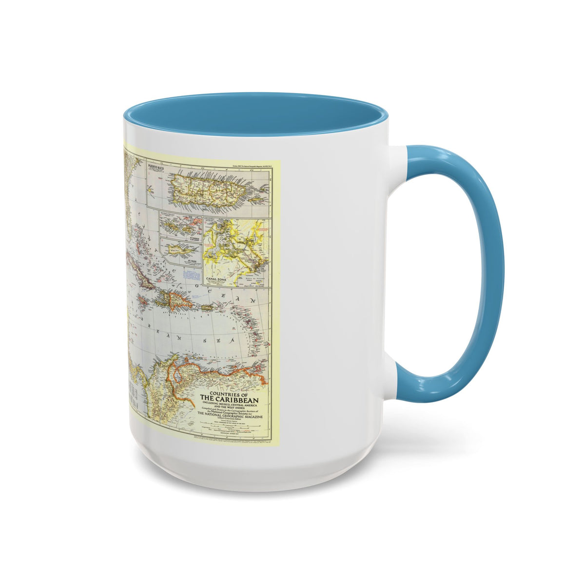 Central America - The Caribbean (1947) (Map) Accent Coffee Mug