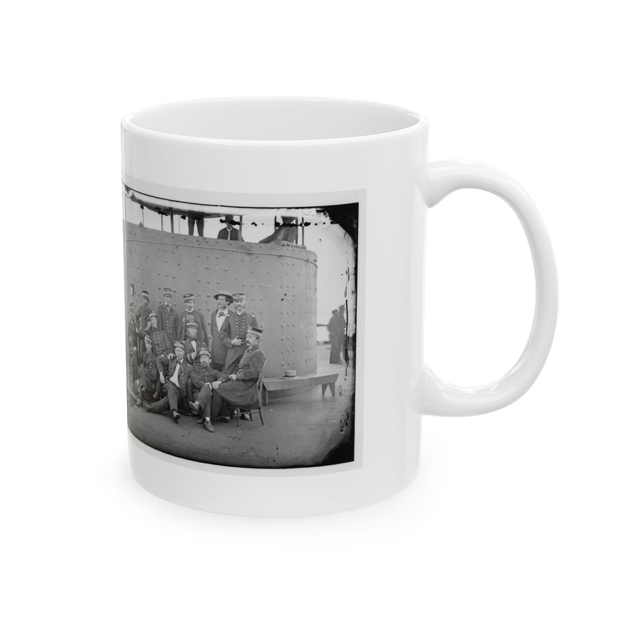James River, Va. Officers Of The U.S.S. Monitor Grouped By The Turret (U.S. Civil War) White Coffee Mug