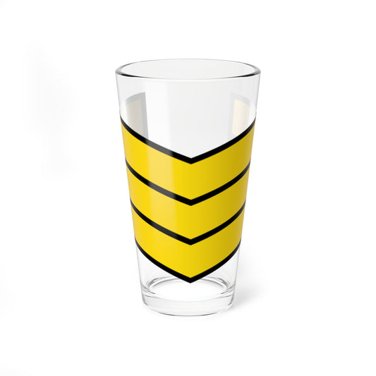 Three gold chevrons stacked one above the other, each outlined in black, shown alone on a plain background.