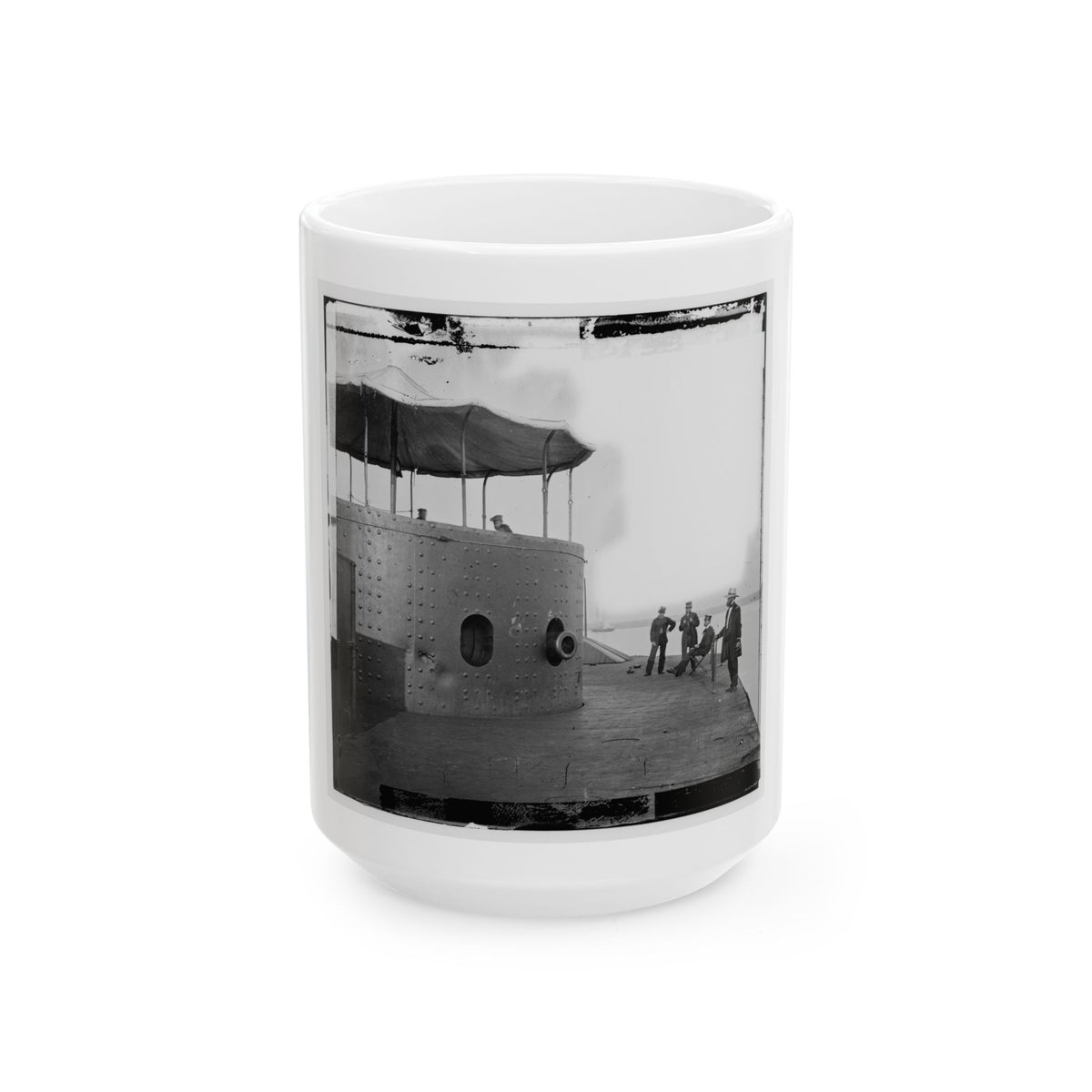 James River, Va. Deck And Turret Of U.S.S. Monitor Seen From The Bow (I.E. Stern) (U.S. Civil War) White Coffee Mug