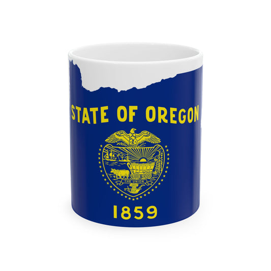 Flag-map of Oregon (United States) White Coffee Mug
