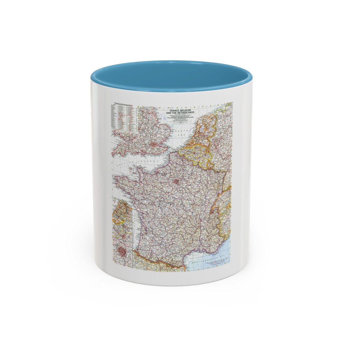 France, Belgium, and the Netherlands (1960) (Map) Accent Coffee Mug