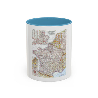 France, Belgium, and the Netherlands (1960) (Map) Accent Coffee Mug