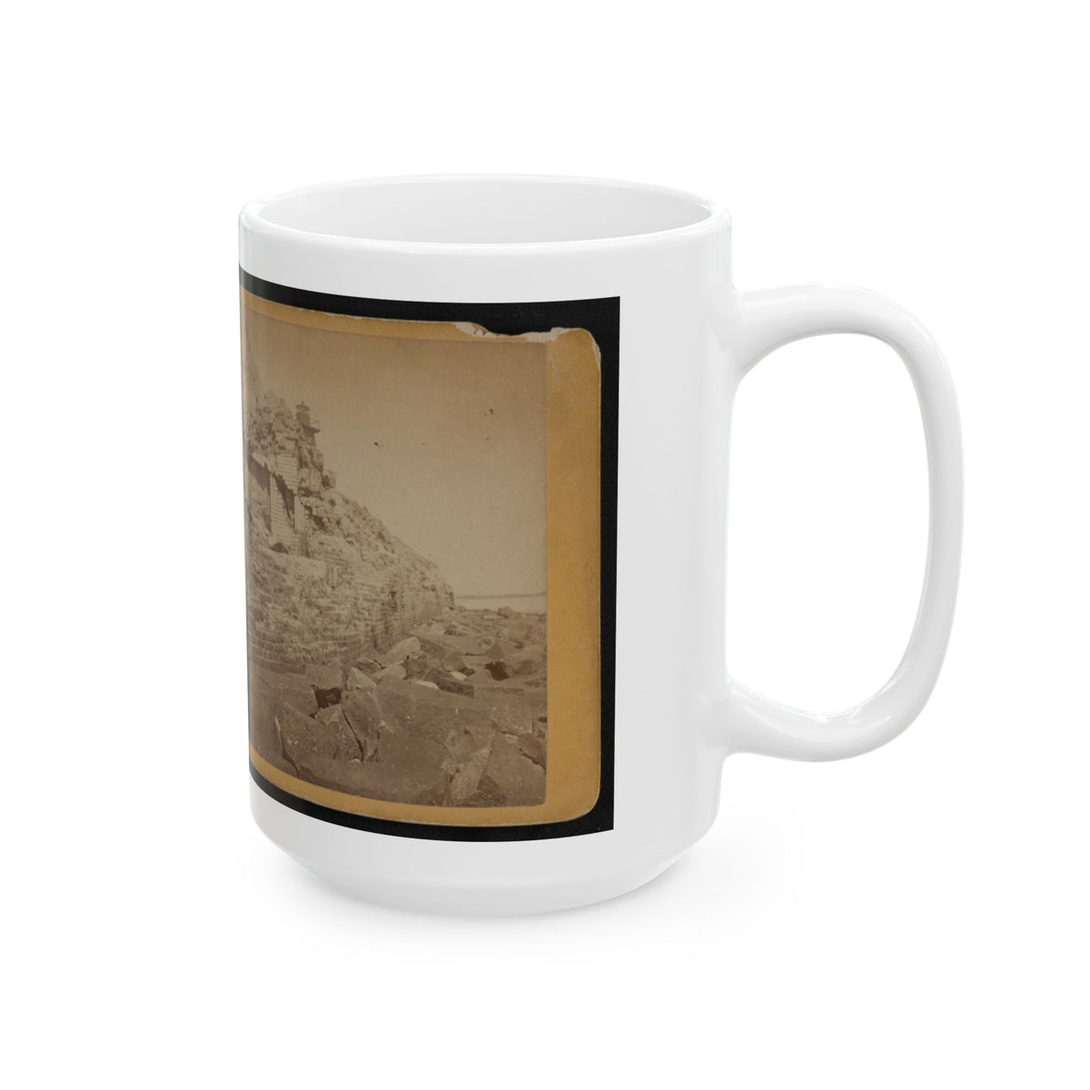 Damage To Exterior Wall Of Fort Sumter From Bombardment, Charleston, South Carolina (U.S. Civil War) White Coffee Mug