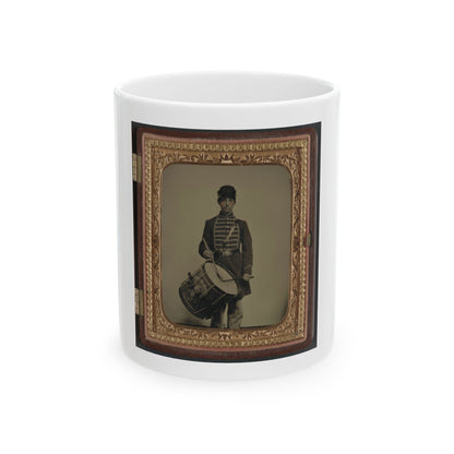 Unidentified Soldier In Union Uniform And Massachusetts Belt Buckle With Drum (U.S. Civil War) White Coffee Mug