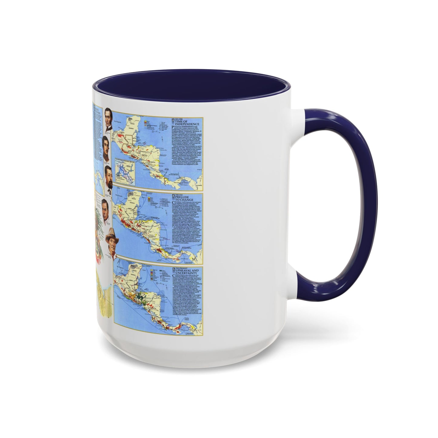 Central America Past and Present (1986) (Map) Accent Coffee Mug