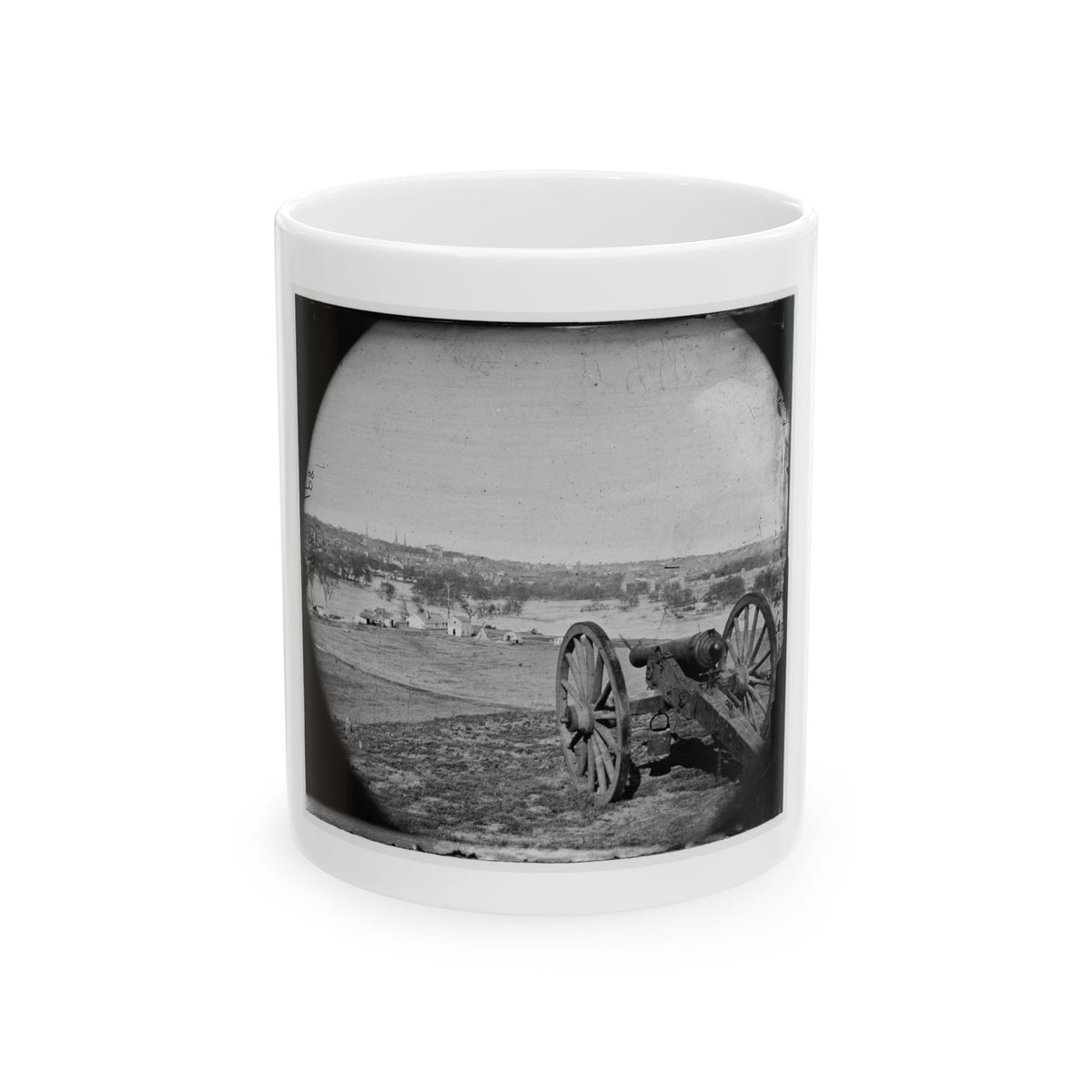 Richmond, Va. View Of City From Belle Isle; Gun In Foreground (U.S. Civil War) White Coffee Mug