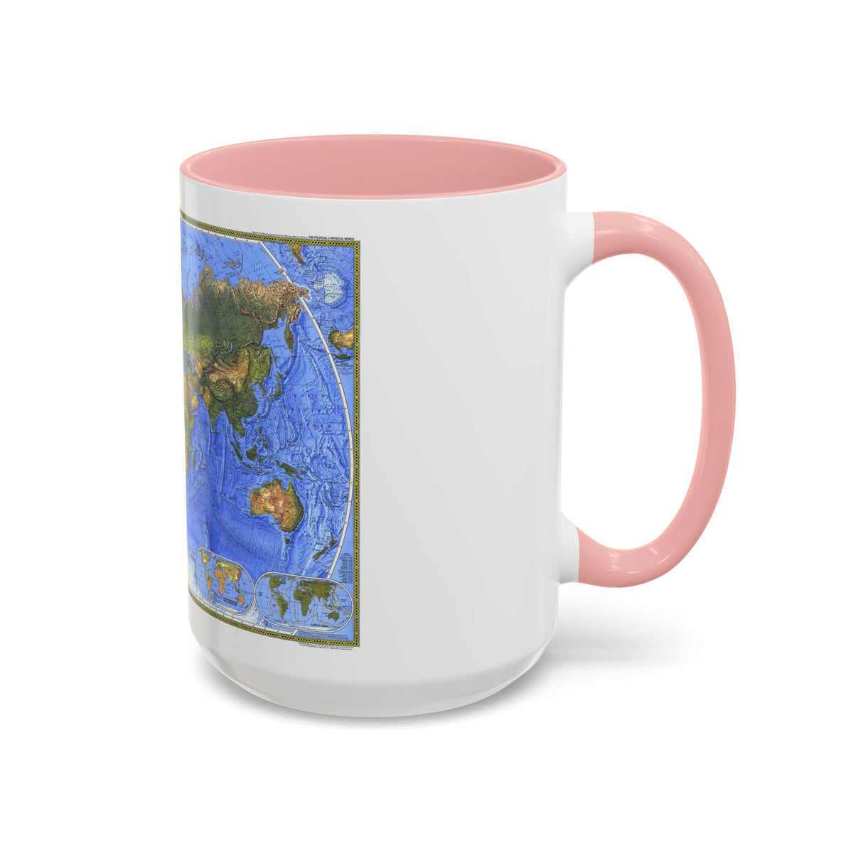 World Map - The Physical World (1975) (Map) Accent Coffee Mug