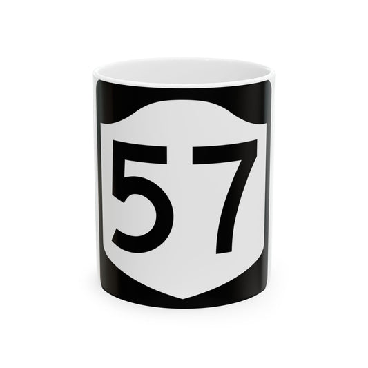 NY-57 (New York) (Road Sign) White Coffee Mug