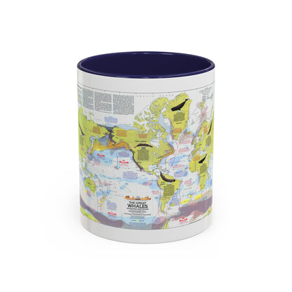 Great Whales, Migration and Range (1976) (Map) Accent Coffee Mug