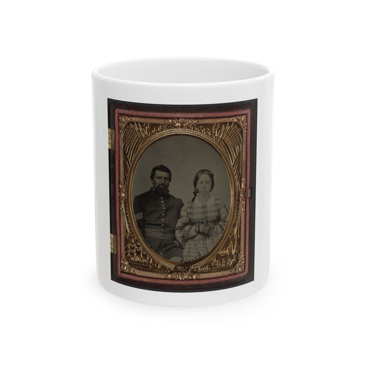 Unidentified Soldier In Union Sergeant's Uniform With Unidentified Woman (U.S. Civil War) White Coffee Mug