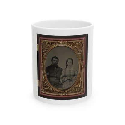 Unidentified Soldier In Union Sergeant's Uniform With Unidentified Woman (U.S. Civil War) White Coffee Mug
