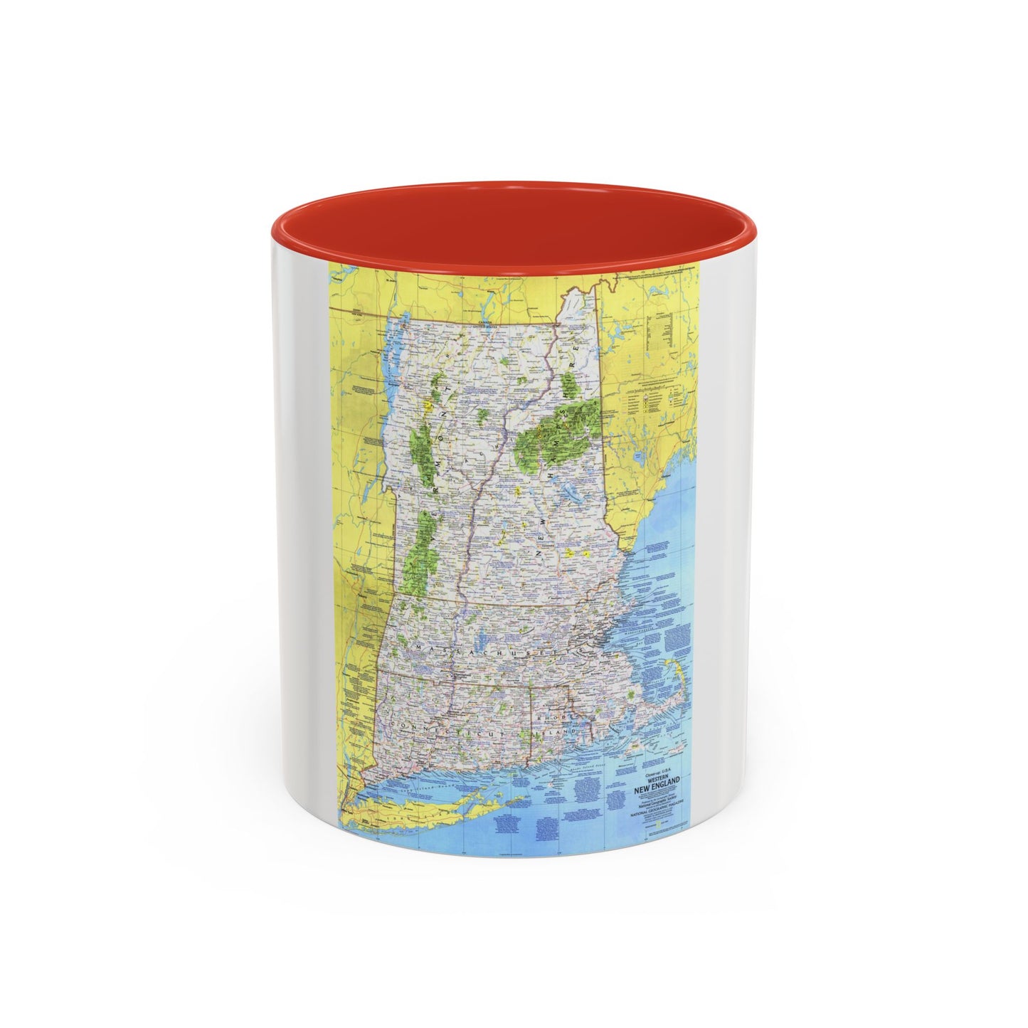 USA - Western New England 1 (1975) (Map) Accent Coffee Mug