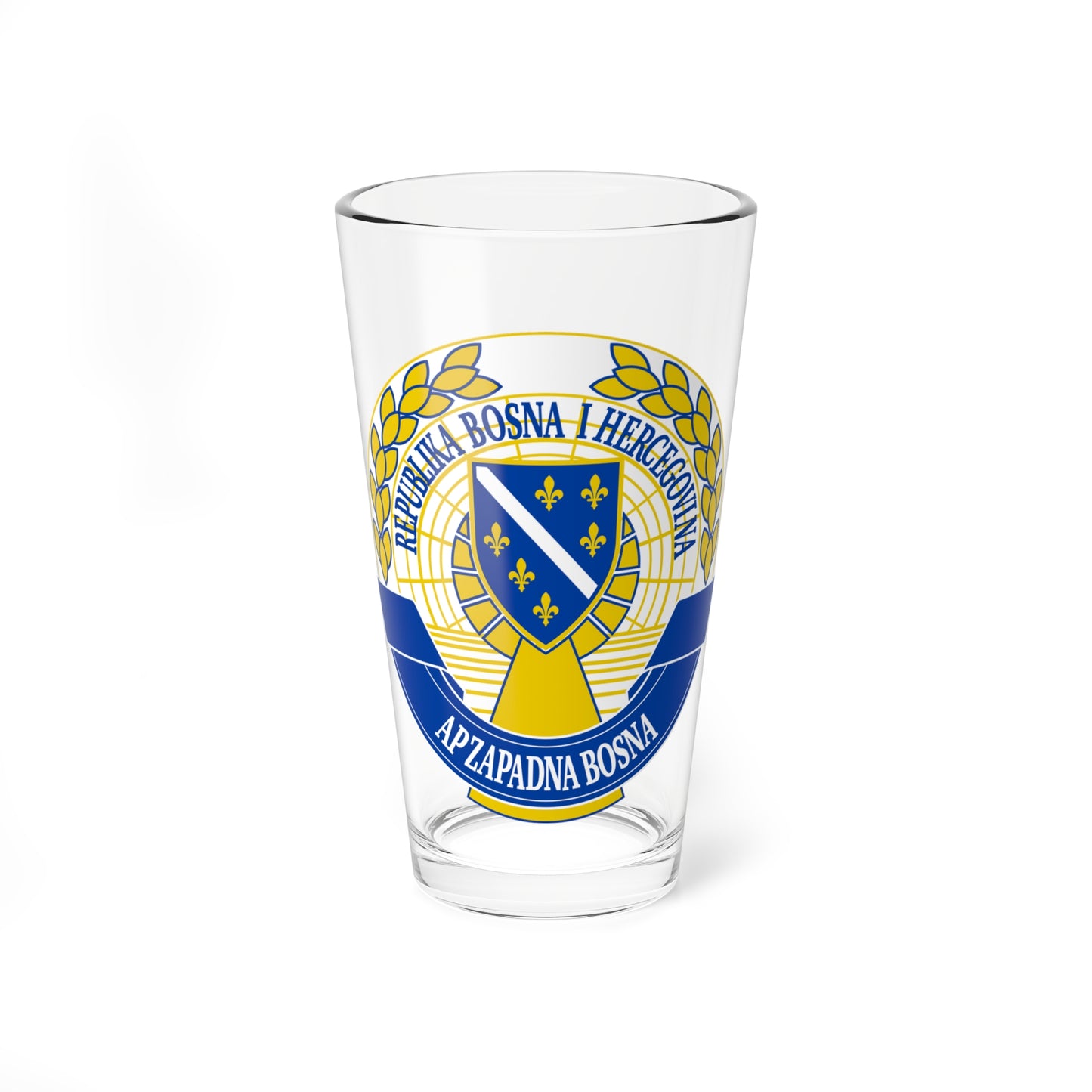 Emblem of the Autonomous Province of Western Bosnia (Bosnia and Herzegovina) (Coat of Arms) Pint Glass 16oz