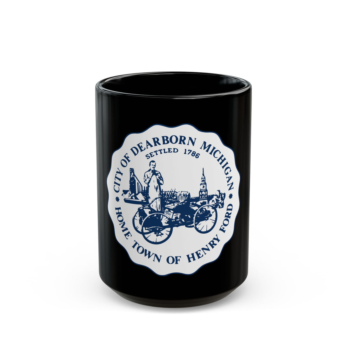 Seal of Dearborn Michigan - Black Coffee Mug