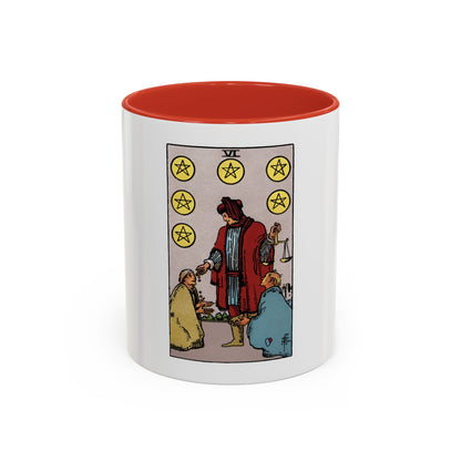 The 6 of Pentacles (Tarot Card) Accent Coffee Mug