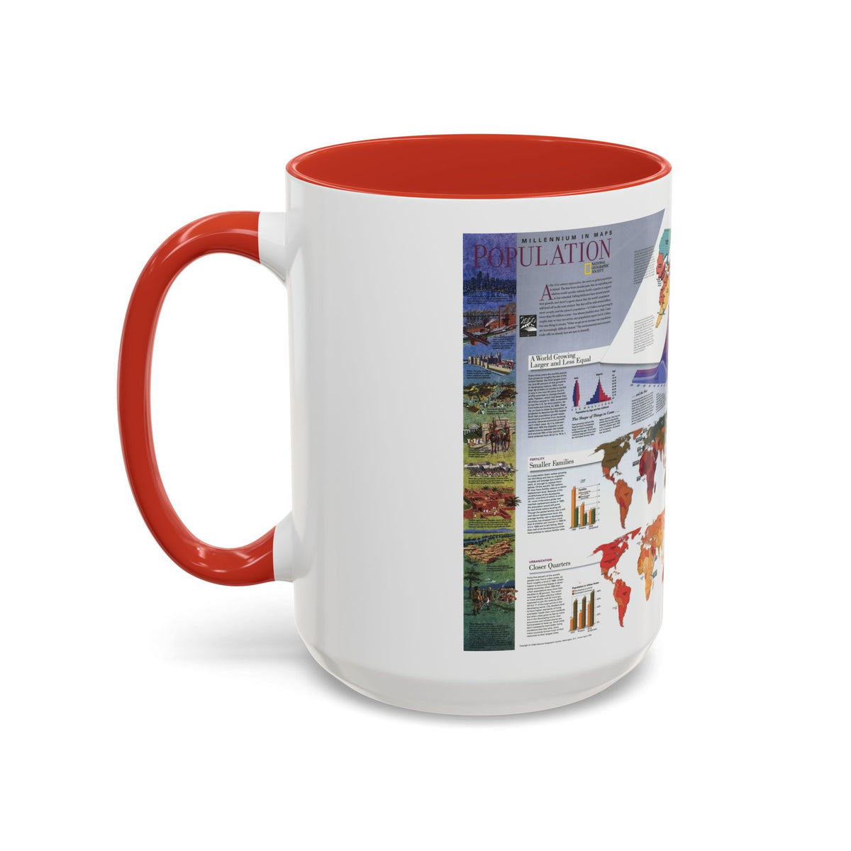 World Map - Population (1998) (Map) Accent Coffee Mug