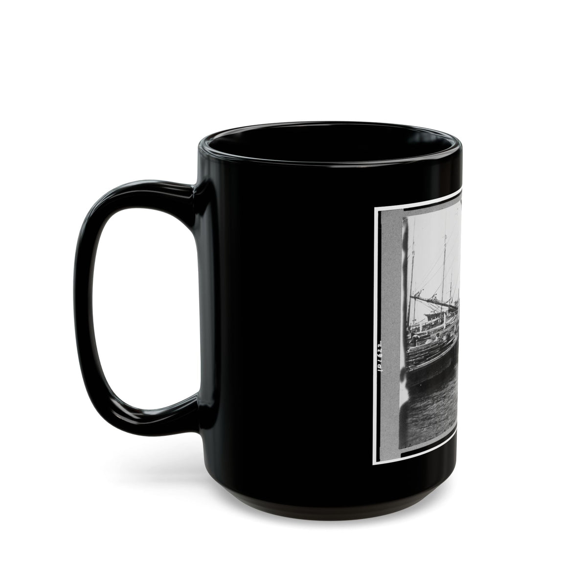 View Of Boats And Ships At Wharf, Charleston, South Carolina (U.S. Civil War) Black Coffee Mug