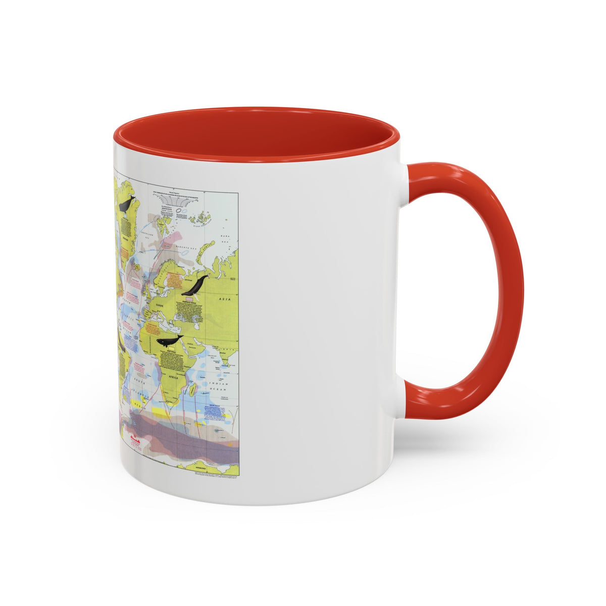 Great Whales, Migration and Range (1976) (Map) Accent Coffee Mug