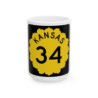 K-34 1962 (Kansas) (Road Sign) White Coffee Mug