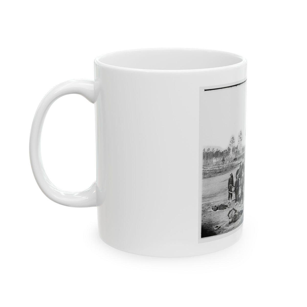Unknown Location. Zouave Ambulance Crew Demonstrating Removal Of Wounded Soldiers From The Field (U.S. Civil War) White Coffee Mug