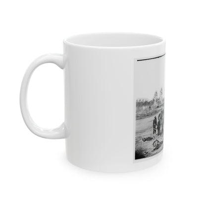 Unknown Location. Zouave Ambulance Crew Demonstrating Removal Of Wounded Soldiers From The Field (U.S. Civil War) White Coffee Mug