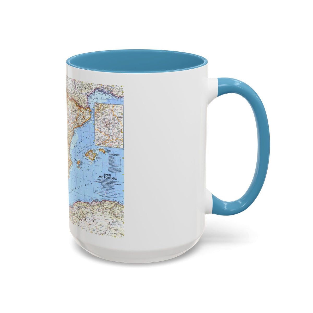 Spain and Portugal (1965) (Map) Accent Coffee Mug